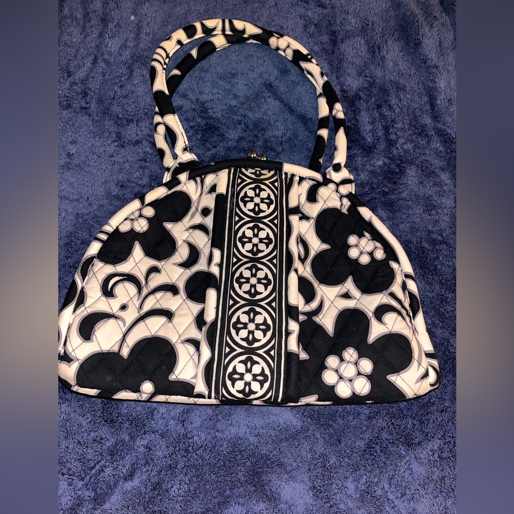 Vera Bradley half moon shape black and white bag.